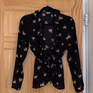 Urban Outfitters Floral Tie Front Blouse